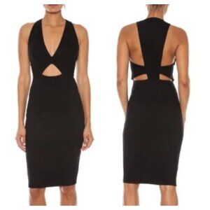 Michelle‎ Mason Black Plunge Cut Out Mini Sleeveless Bodycon Dress